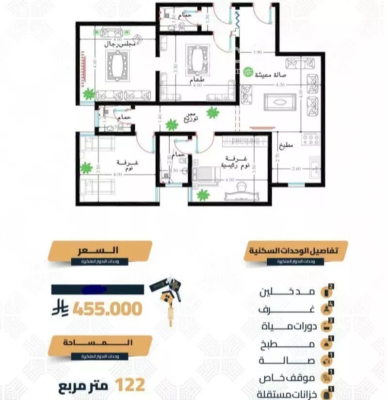 شقة 3 غرف في بطحاء قريش 1