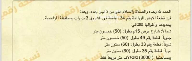 أرض 3000 م² في ضاحية نمار 3
