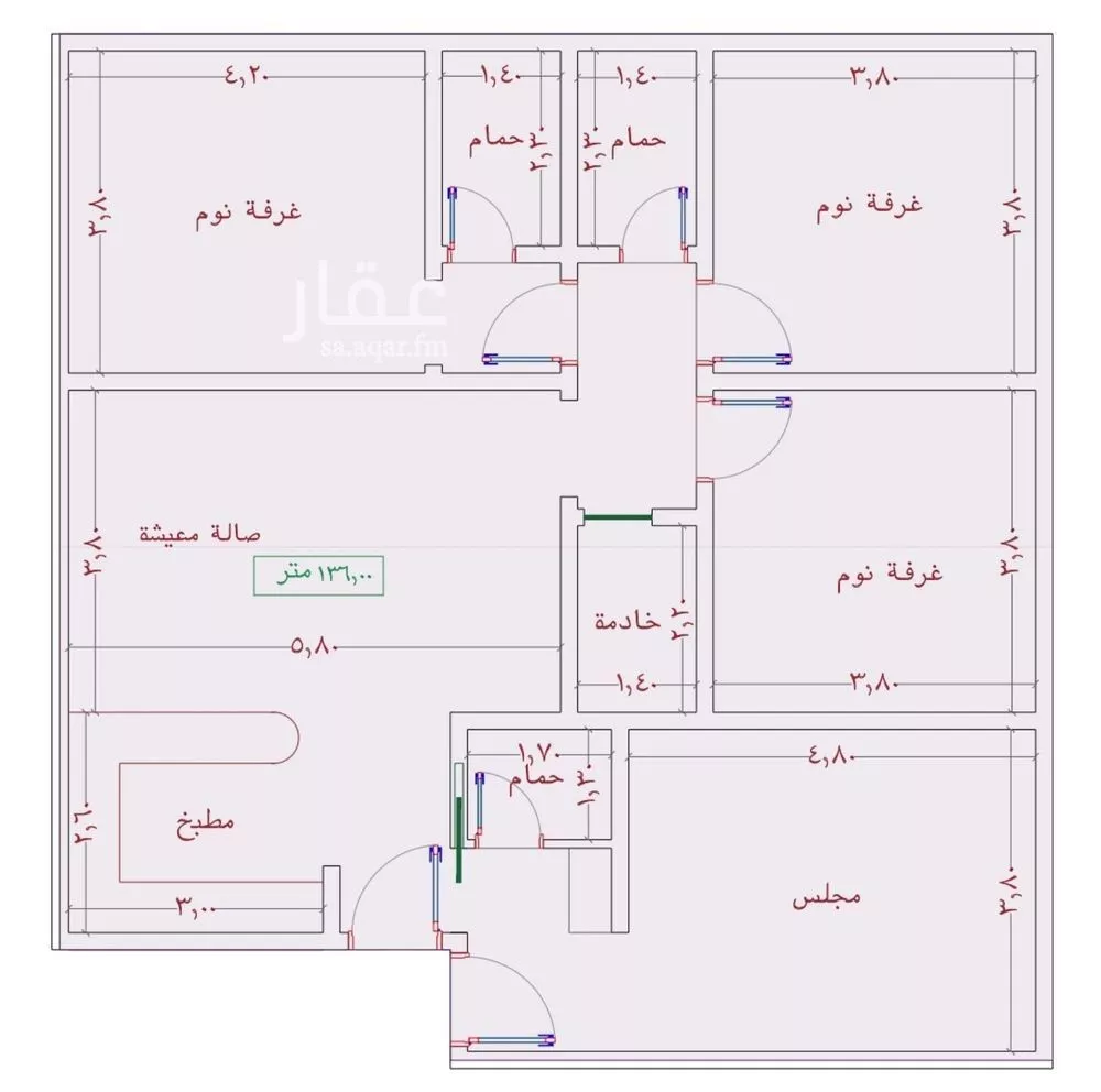شقة 4 غرف في الواحة 2
