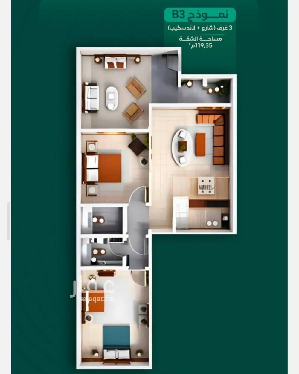 شقة 3 غرف في الحمراء 4