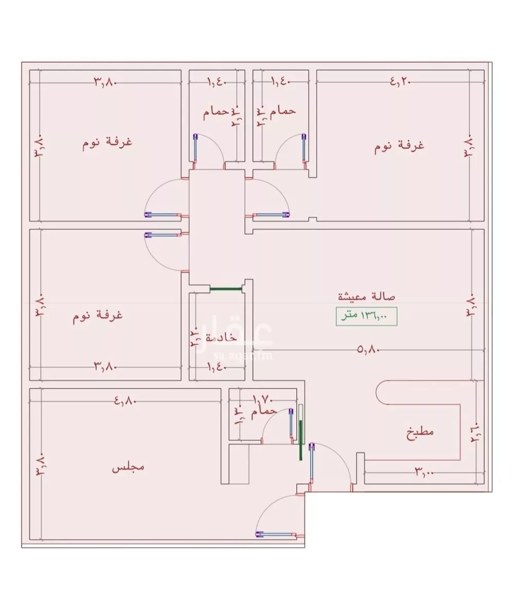 شقة 4 غرف في الواحة 1