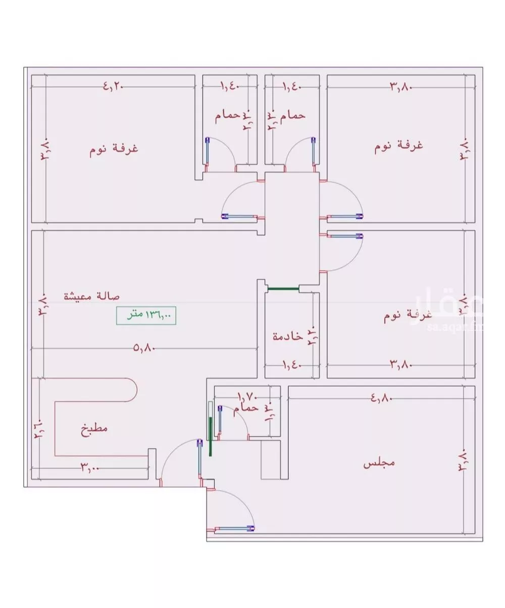 شقة 4 غرف في الواحة 4