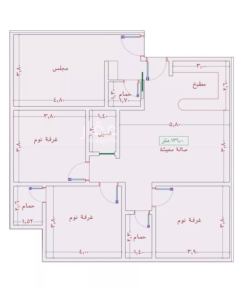شقة 4 غرف في الواحة 3