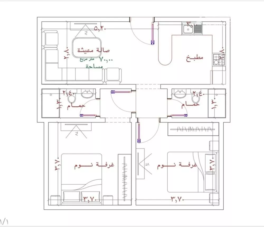 شقة 2 غرف في الربوة