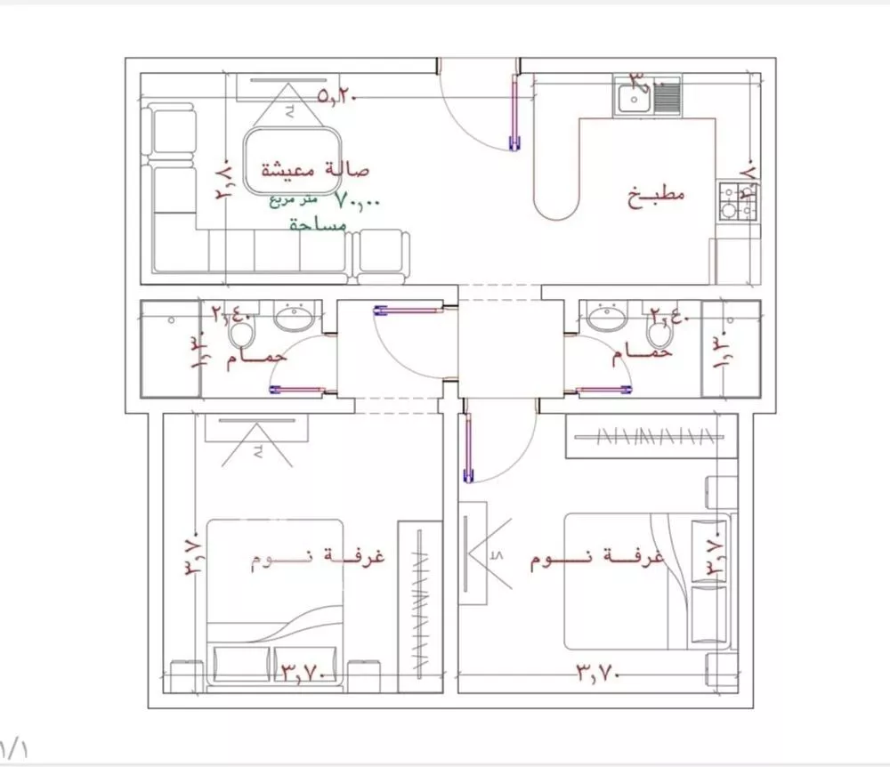 شقة 2 غرف في الربوة