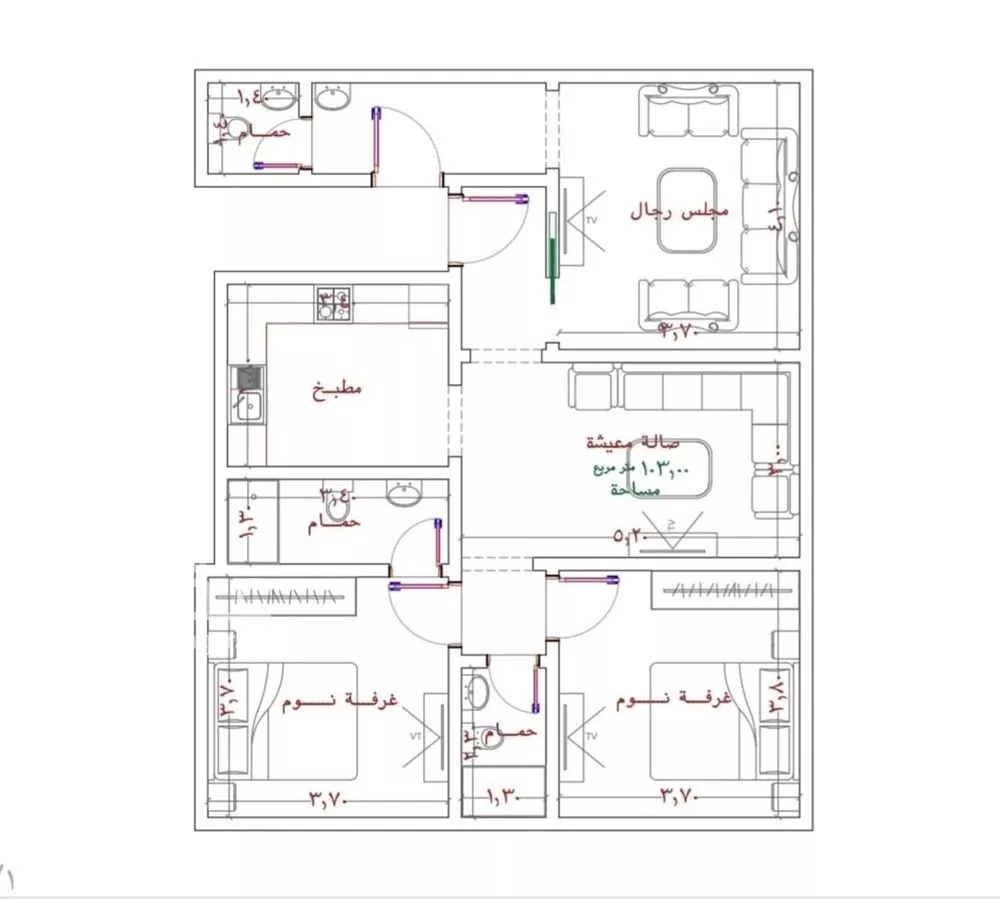 شقة 3 غرف في الربوة