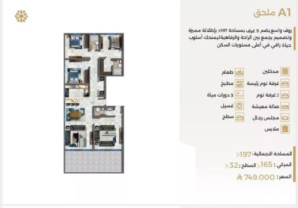 شقة 5 غرف في النعيم 4