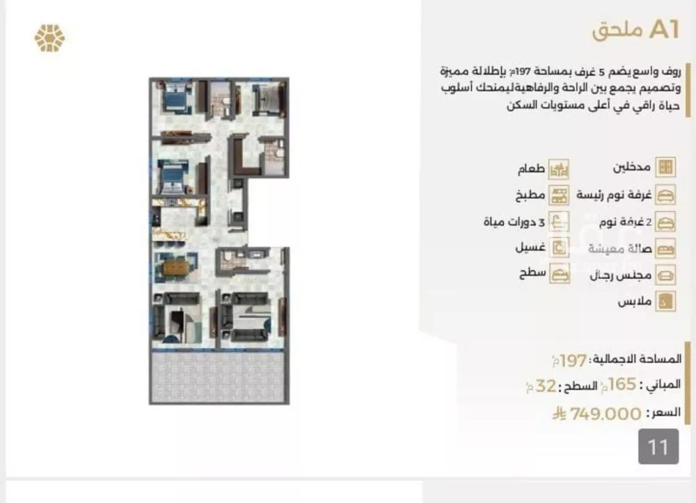 شقة 5 غرف في النعيم 1