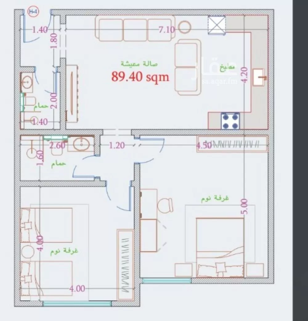 شقة 2 غرف في النعيم 2