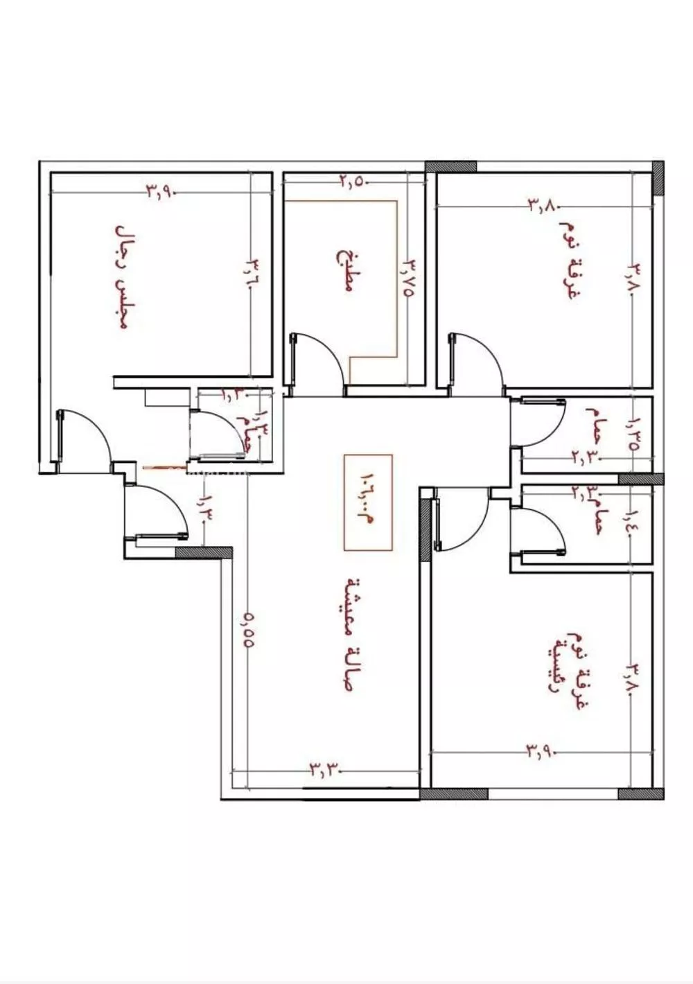 شقة 3 غرف في النزهة 3