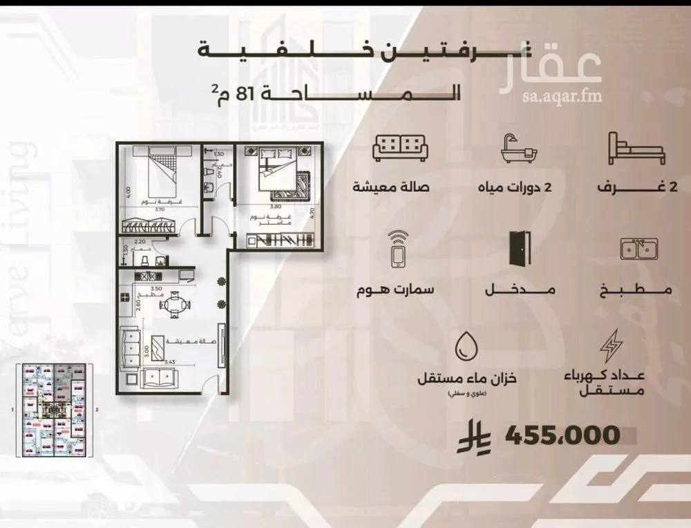 شقة 2 غرف في النهضة 2