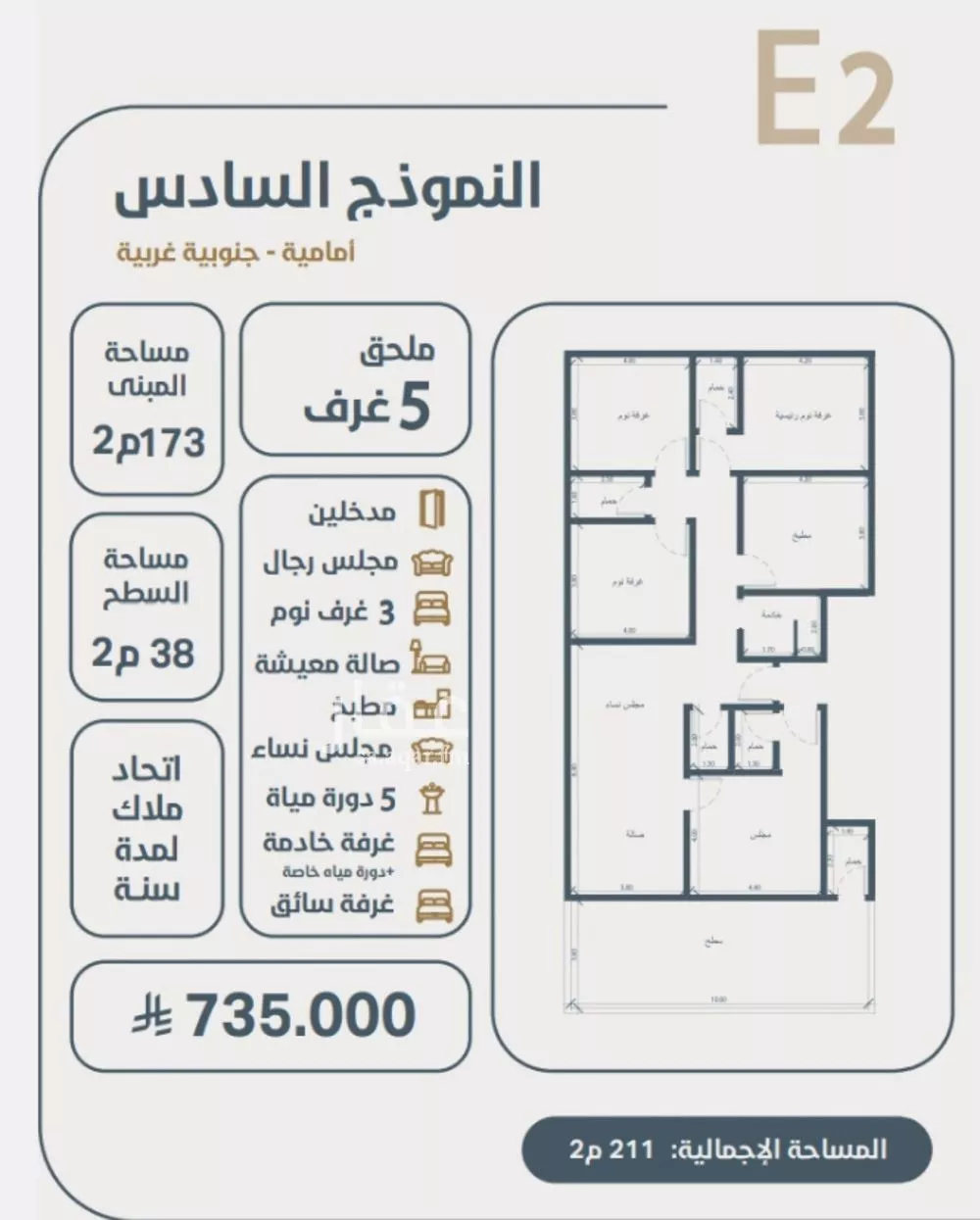 شقة 5 غرف في النعيم 2