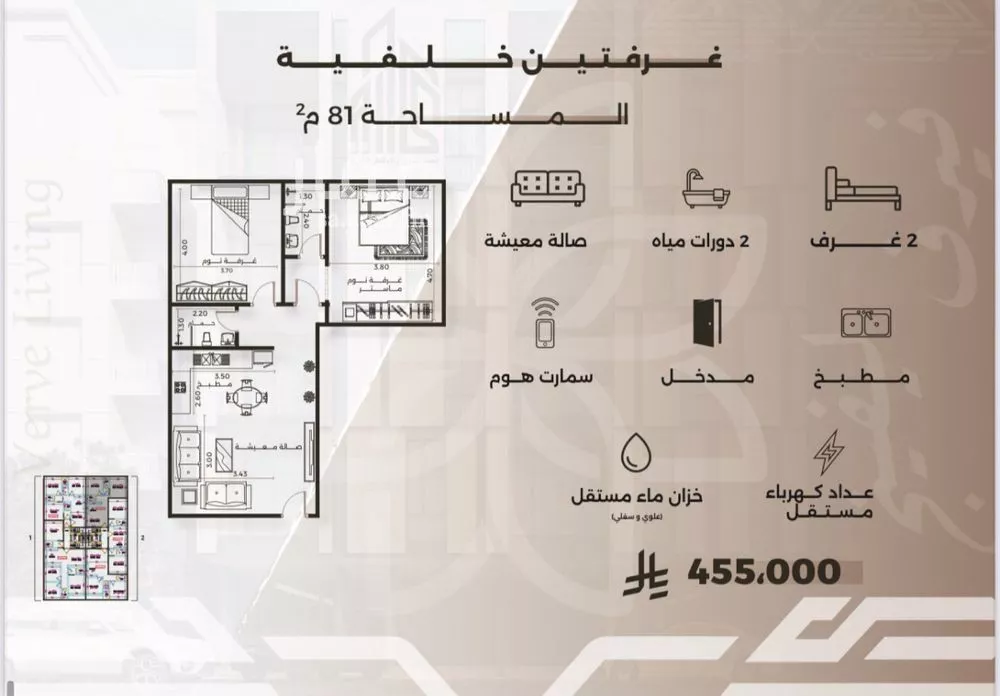 شقة 2 غرف في النهضة 2