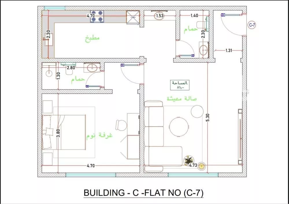 شقة 2 غرف في الفيحاء 3