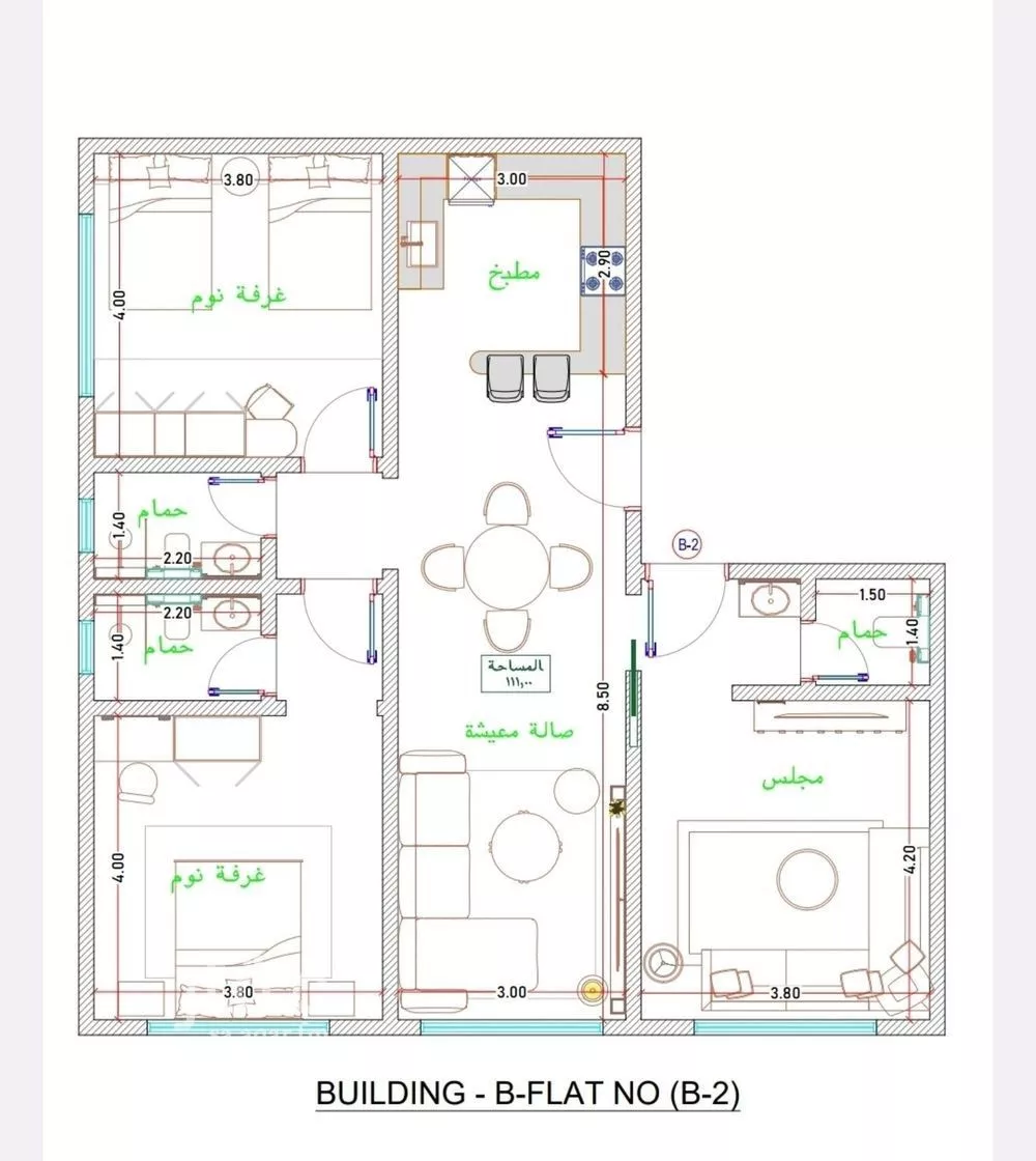 شقة 2 غرف في الفيحاء 3