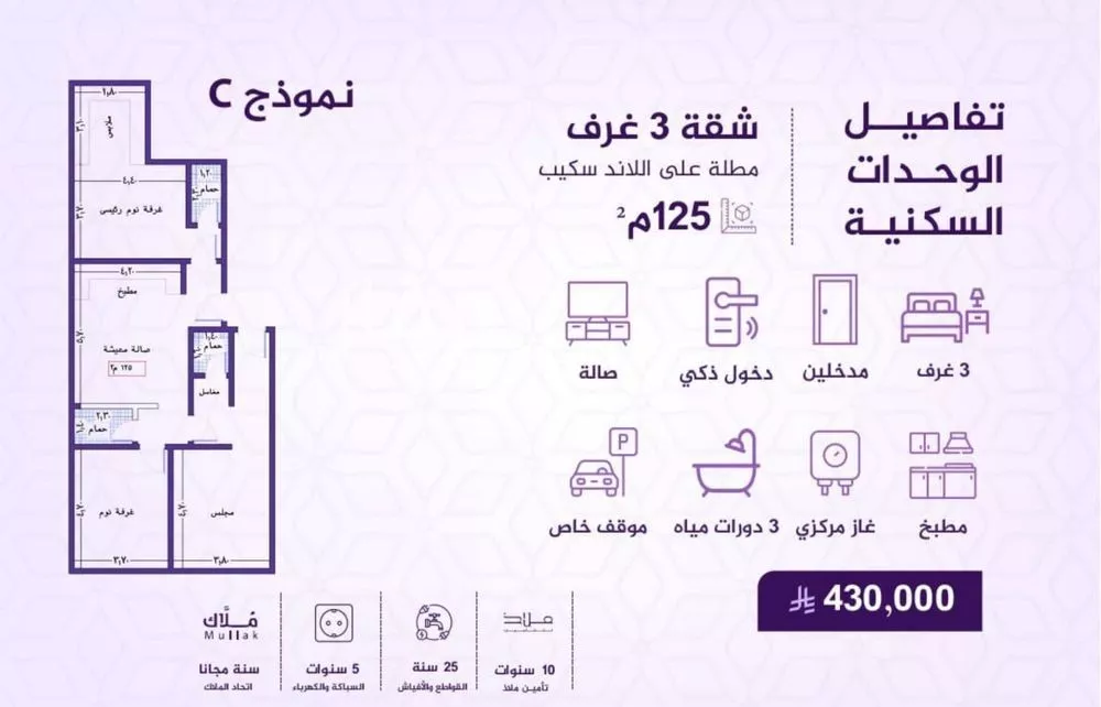 شقة 3 غرف في الفيحاء 2