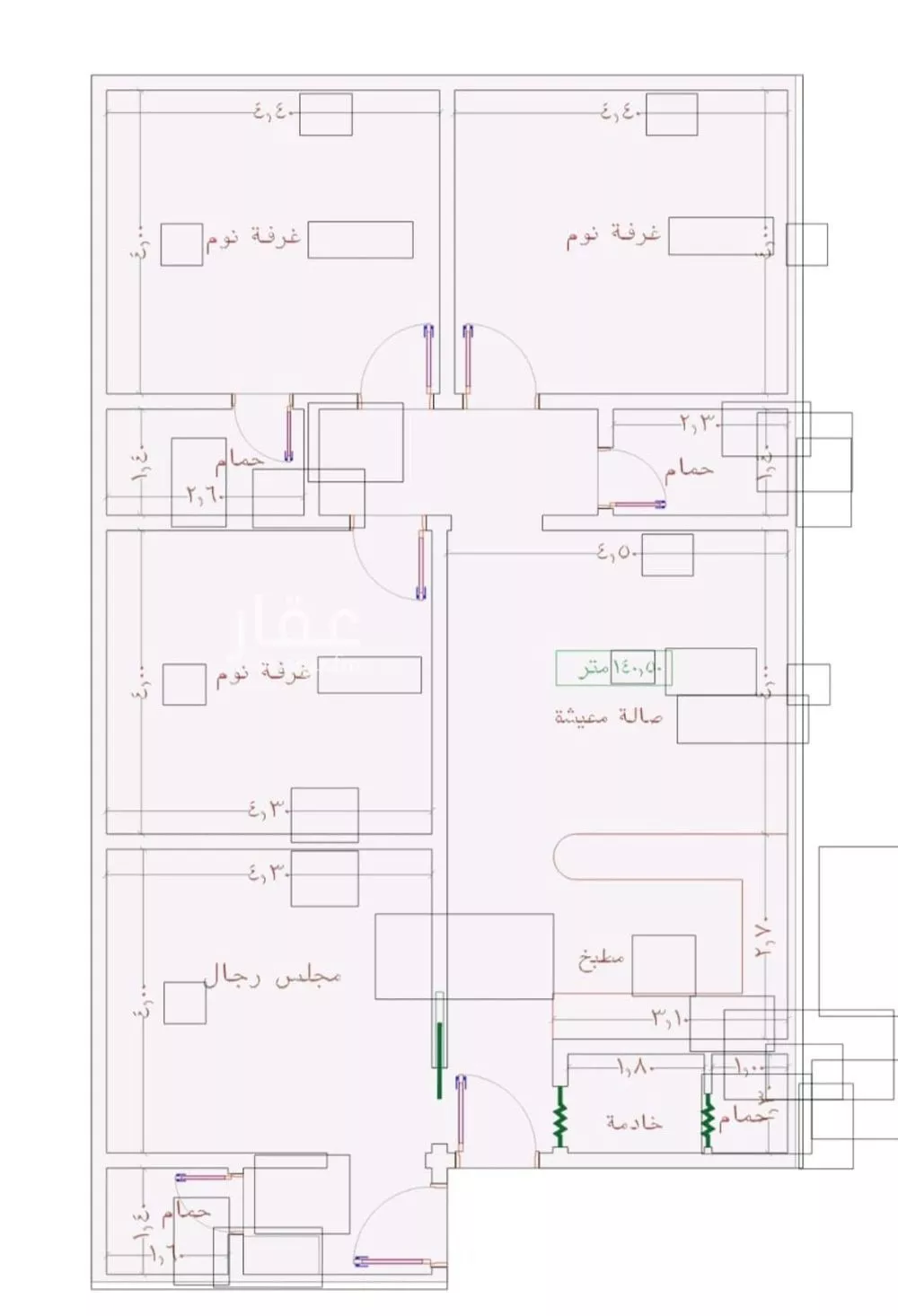 شقة 4 غرف في الجامعة