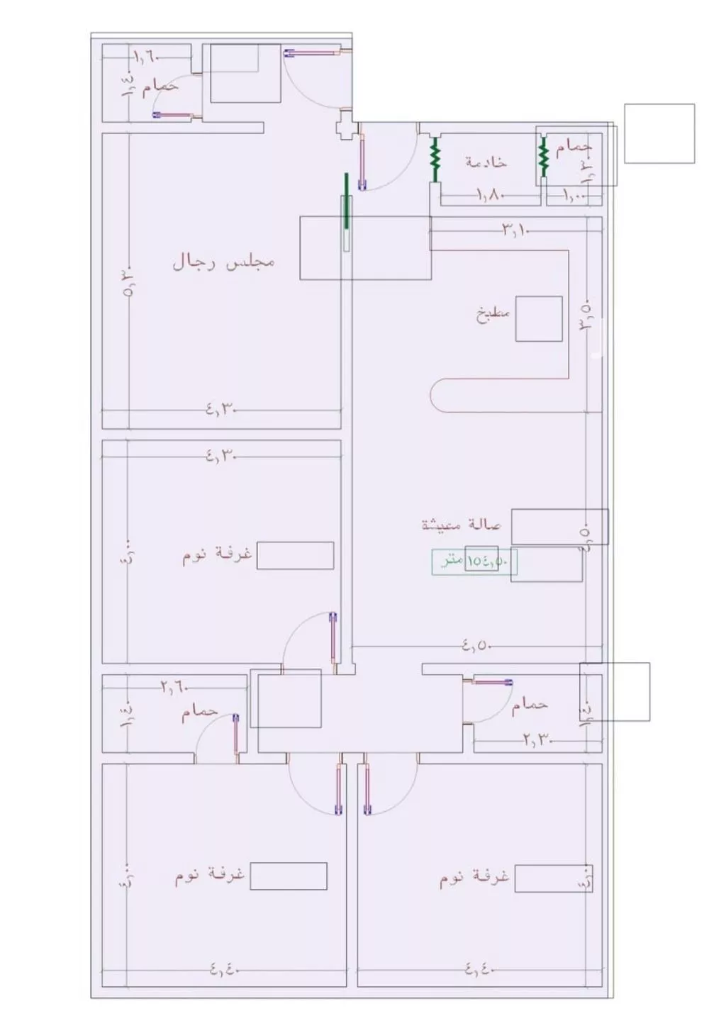 شقة 4 غرف في الجامعة