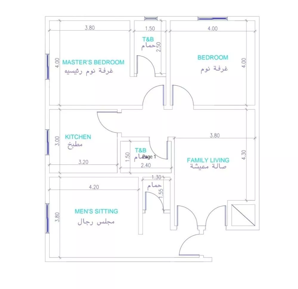 شقة 3 غرف في النزهة 1