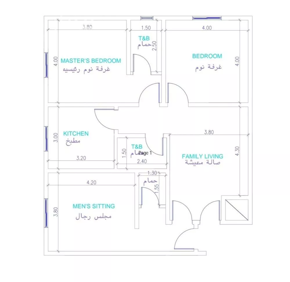 شقة 3 غرف في النزهة 1