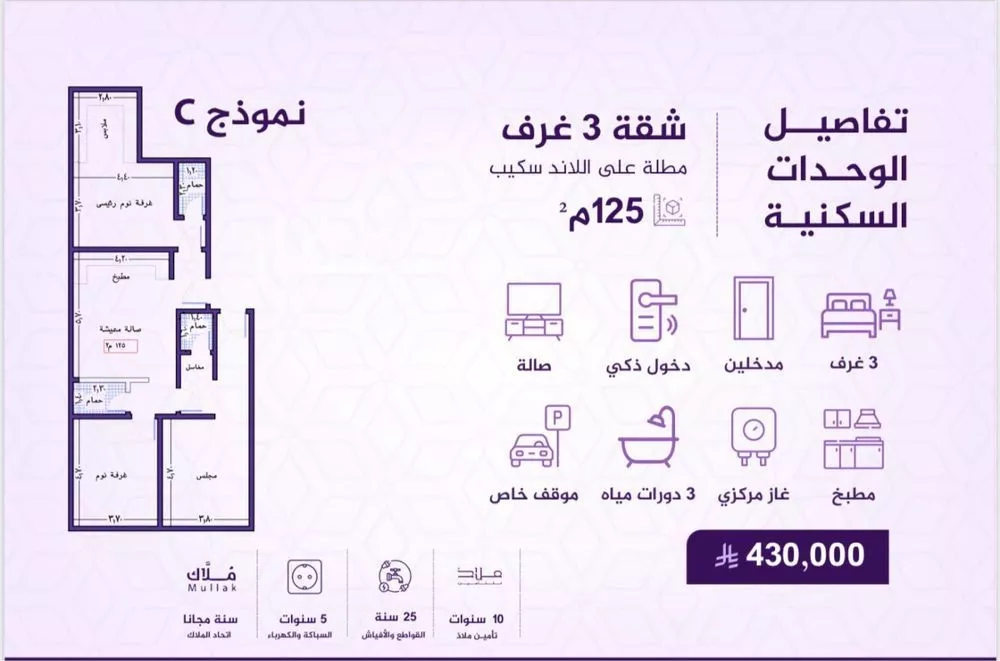 شقة 3 غرف في الفيحاء 3