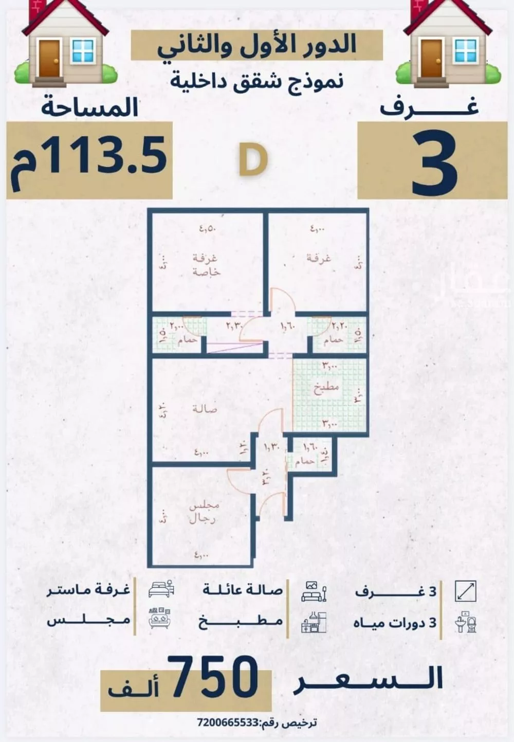 شقة 3 غرف في النهضة 3
