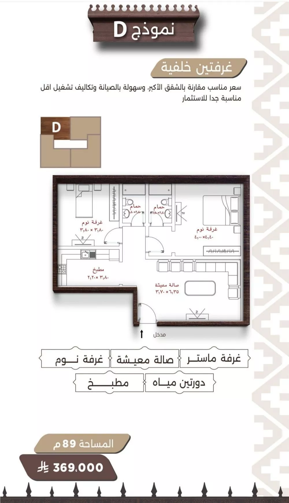 شقة 2 غرف في النعيم 1