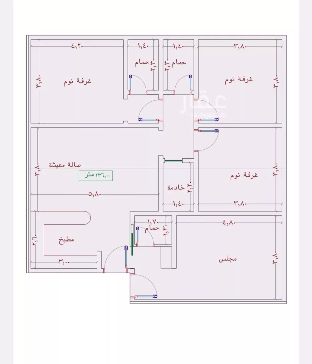 شقة 4 غرف في الواحة 3