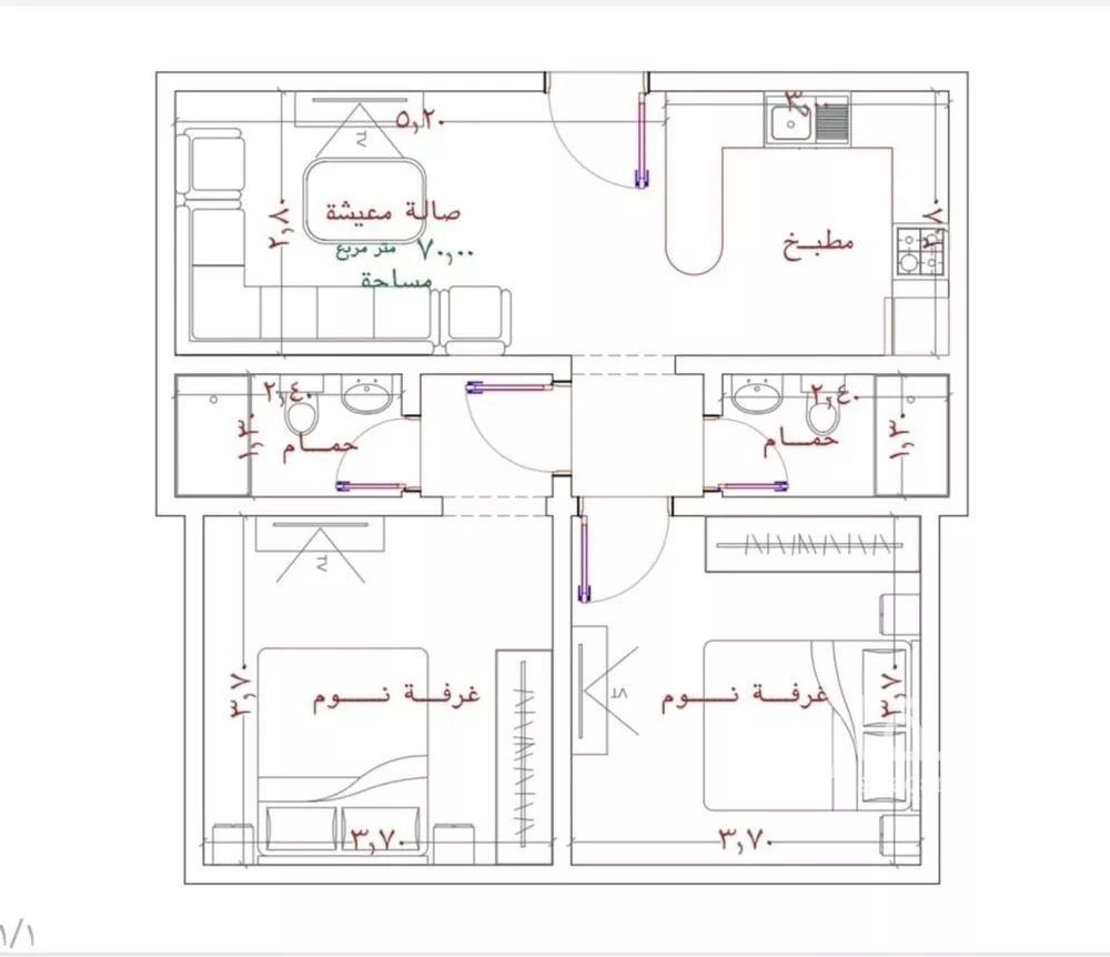 شقة 2 غرف في الربوة 2