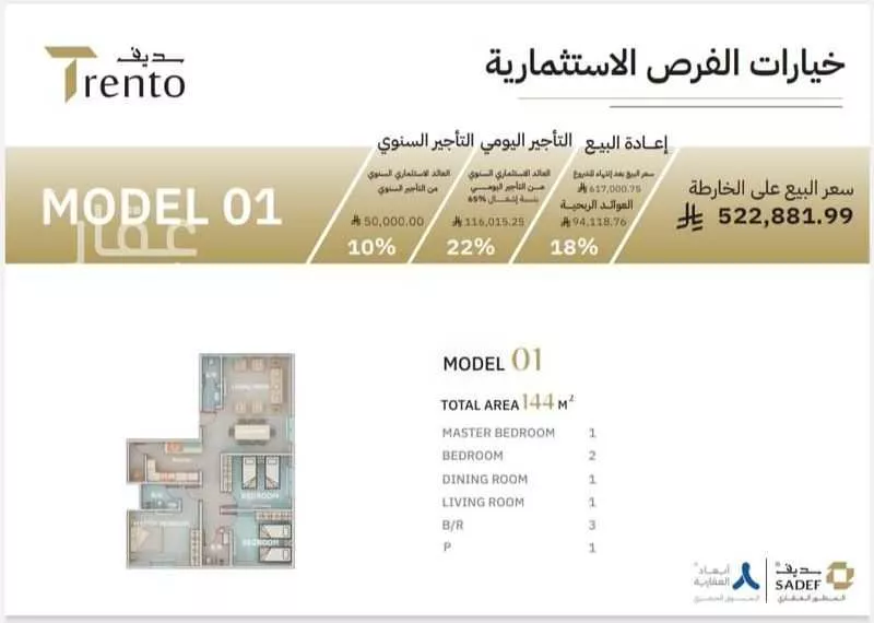 شقة 4 غرف في النزهة 3