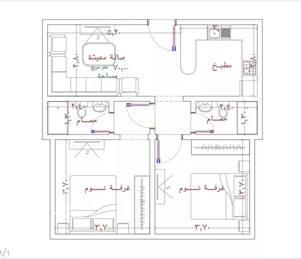 شقة 2 غرف في الربوة