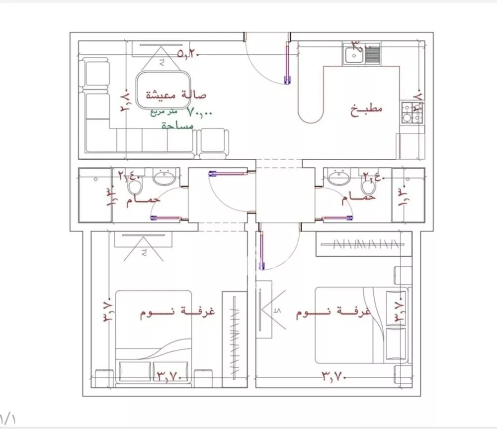 شقة 2 غرف في الربوة
