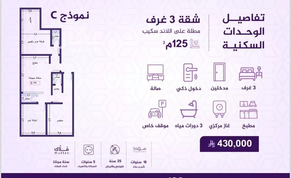 شقة 3 غرف في الفيحاء 5