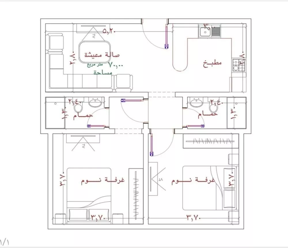 شقة 2 غرف في الربوة 2