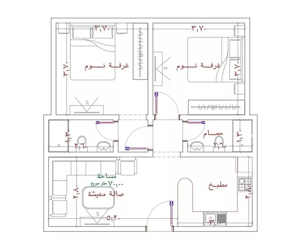 شقة 2 غرف في الربوة