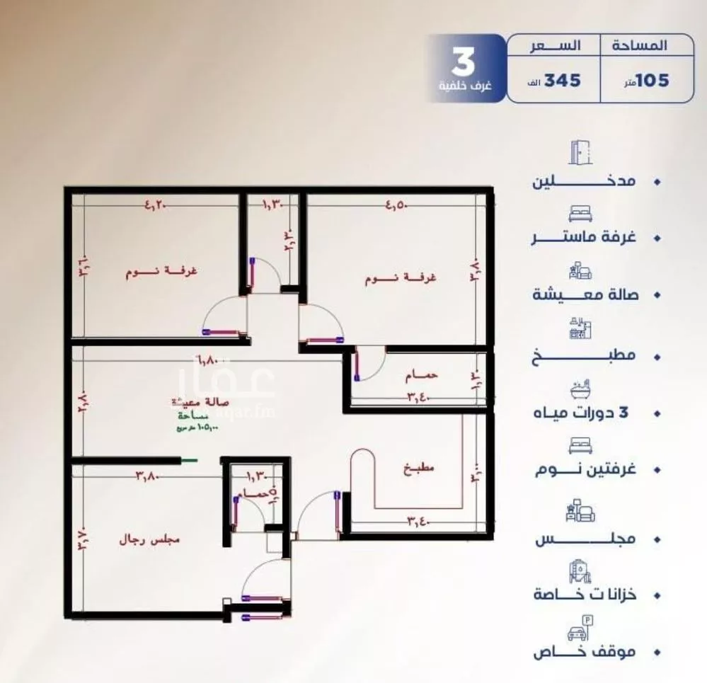 3 bedroom apartment in Al Nuzhah, Jeddah 5