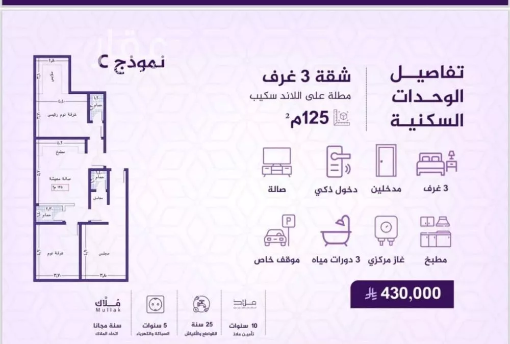 شقة 3 غرف في الفيحاء 2