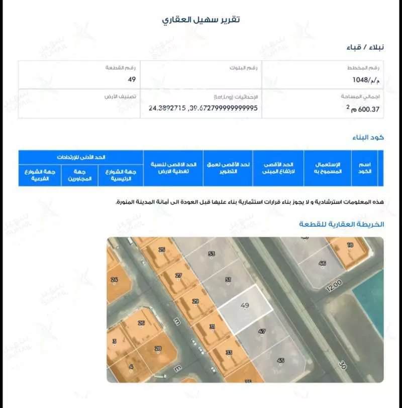 أرض 600 م² في نبلاء 4