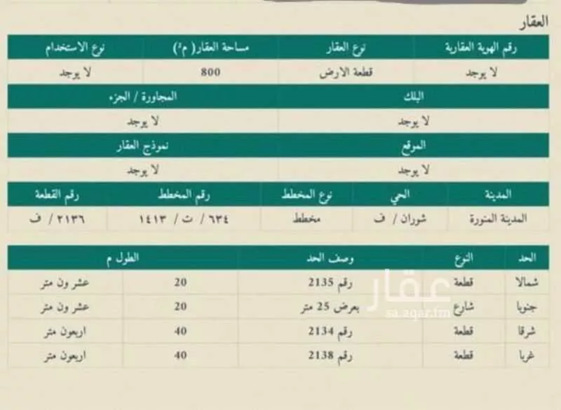 أرض 800 م² في نبلاء 2