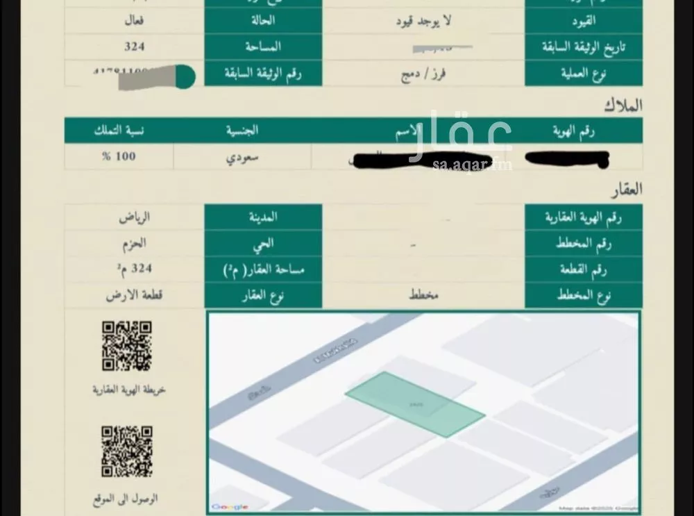 أرض 324 م² في الحزم 2