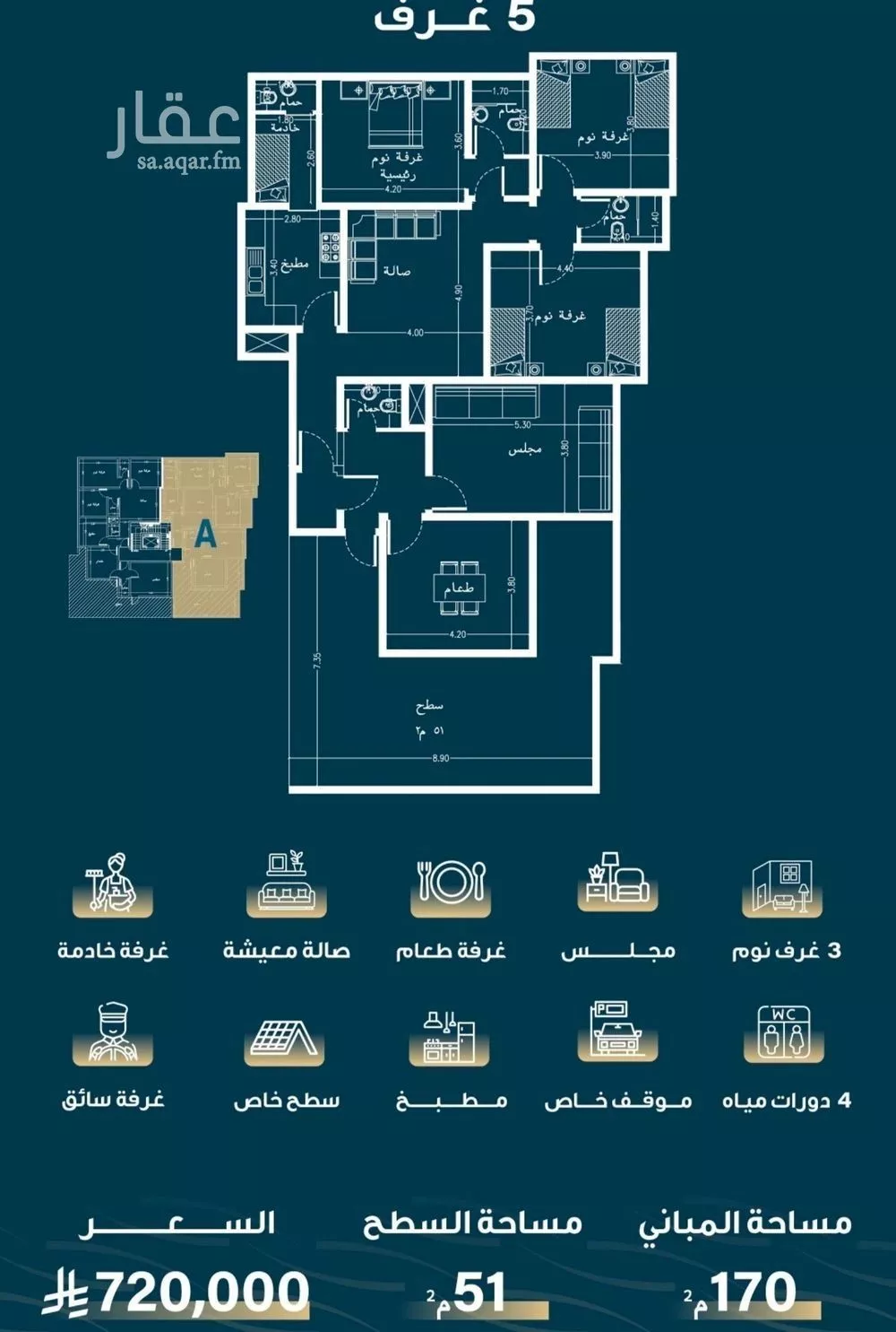 دور 5 غرف في النسيم 4