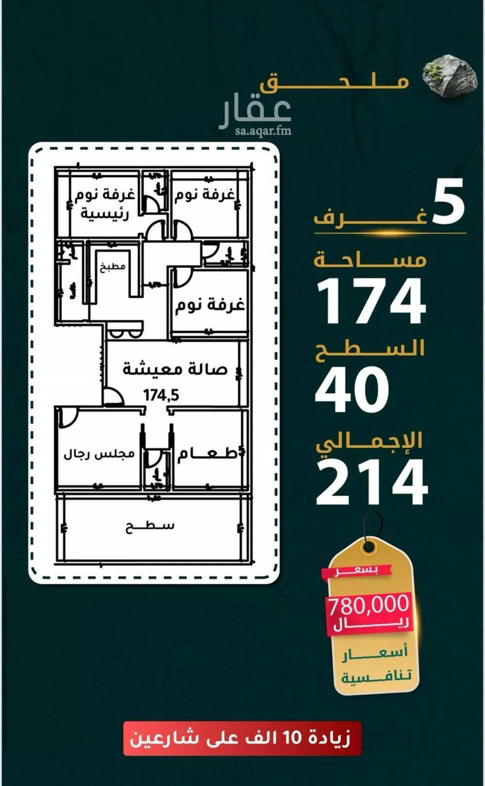 شقة 5 غرف في الروضة 1