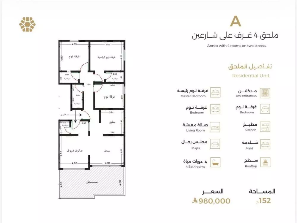 شقة 4 غرف في السلامة 4