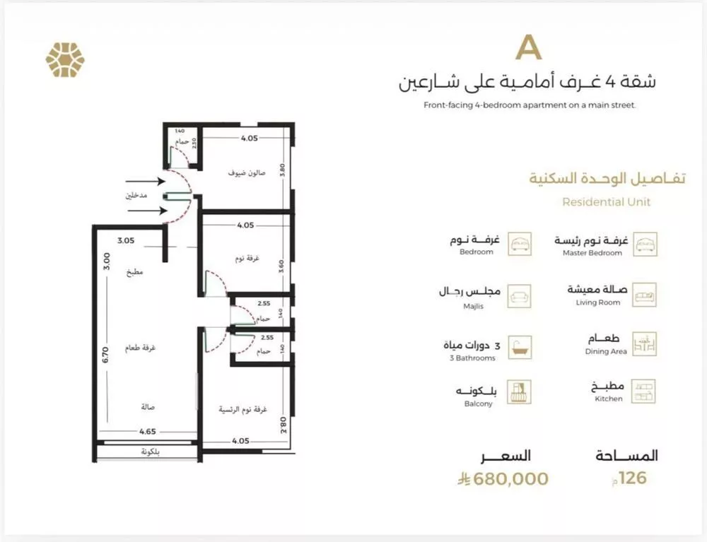 شقة 4 غرف في السلامة 3