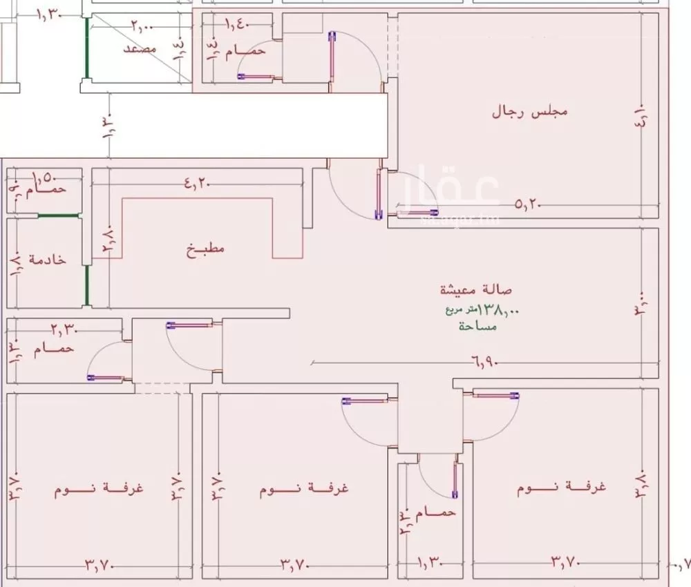 شقة 4 غرف في الربوة 2
