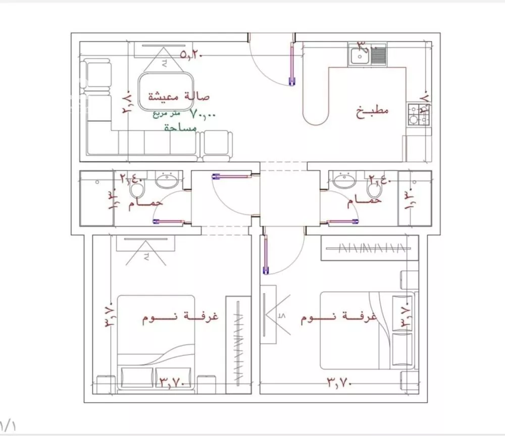 شقة 2 غرف في الربوة