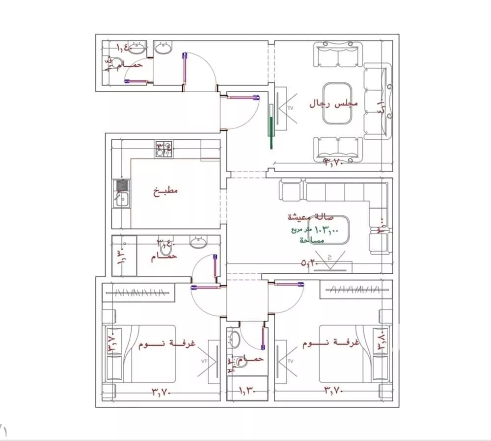 شقة 3 غرف في الربوة