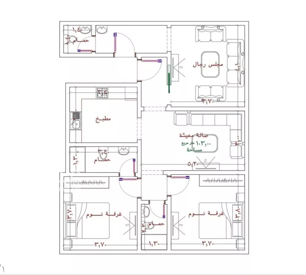شقة 3 غرف في الربوة