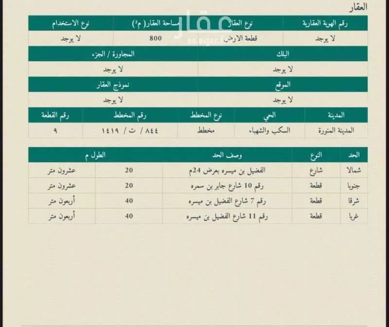 أرض 800 م² في السكب 2