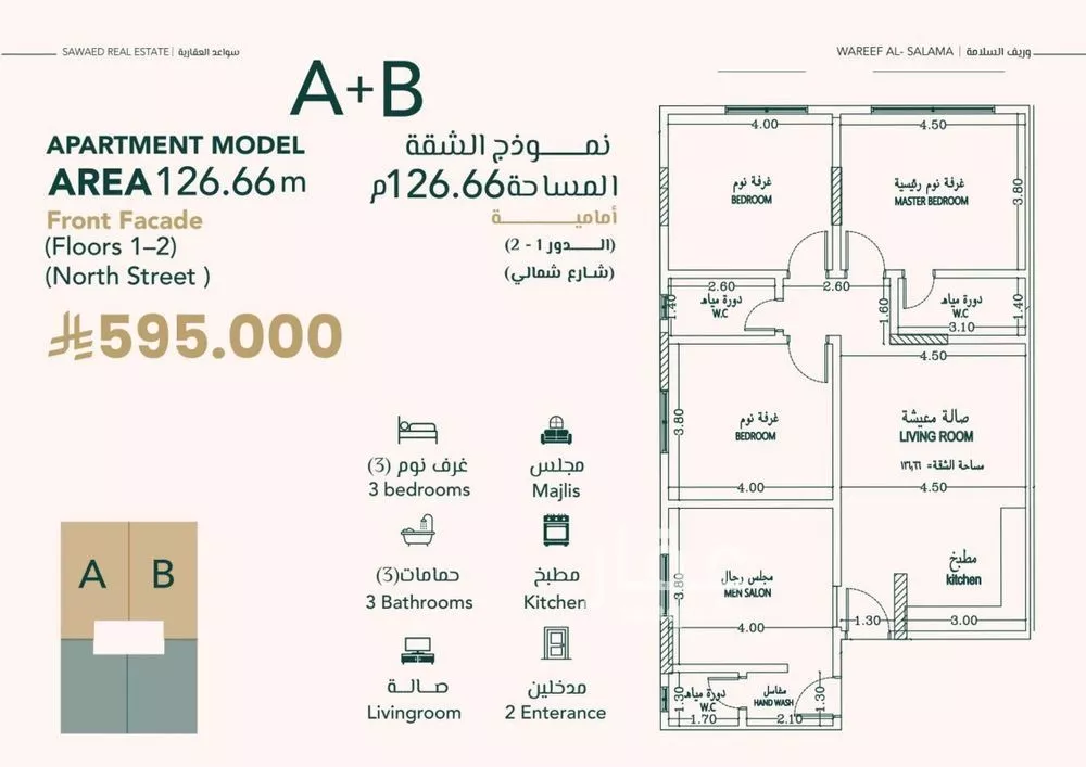 شقة 4 غرف في السلامة 2
